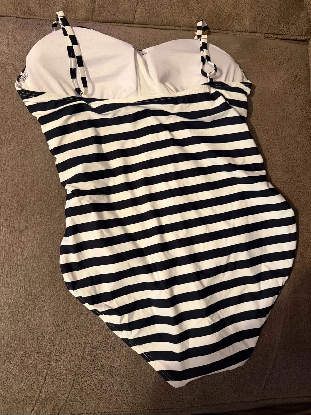 Michael Kors Black & White Striped One-Piece Swimsuit